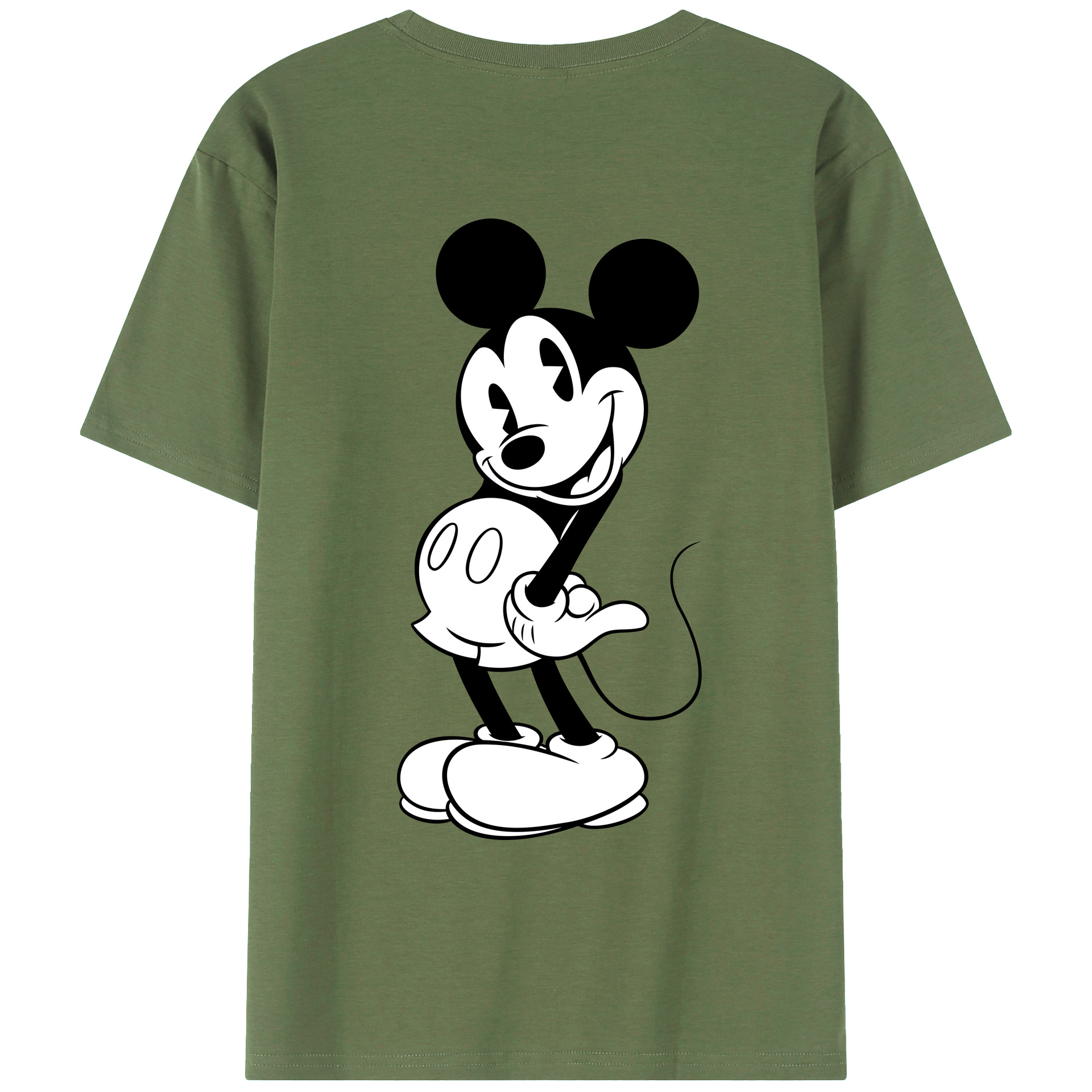 ミッキーマウス Mickey Mouse 綿100％ メンズ半袖Tシャツ（バックプリント） 通気性
